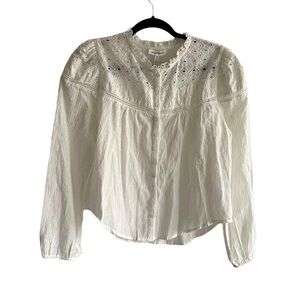 HEARTLOOM Button Front Cropped Blouse Lace M